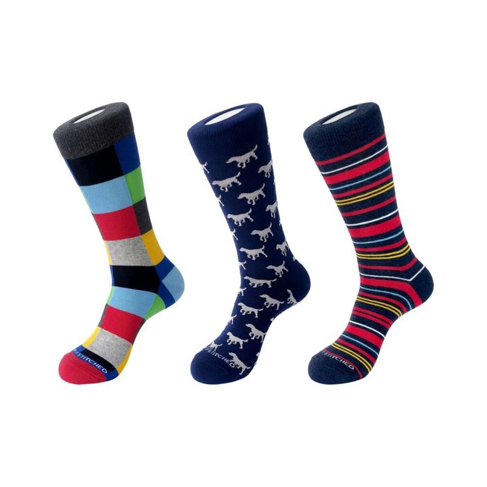Unsimply Stitched 3-Pack Men's Crew Socks, Multicolor